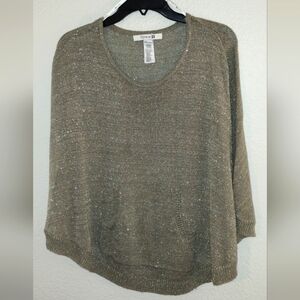 CUTE SWEATER-TYPE TOP ~ SIZE SMALL ~ BROWN WITH GOLD FLECKS ~ LIGHTWEIGHT FABRIC